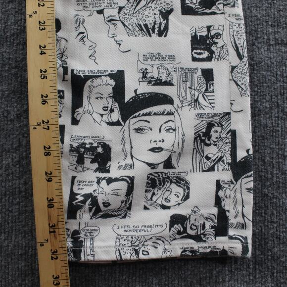 Reformation Jeans 26 Straight Leg Comic Print Newsprint High Rise White Denim - Picture 13 of 16